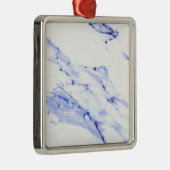 青と白の大理石 メタルオーナメント (右)