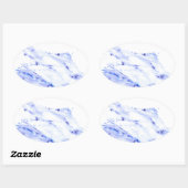 青と白の大理石 楕円形シール (シート)