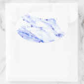 青と白の大理石 楕円形シール (バッグ)