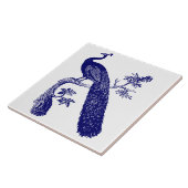 青と白の孔雀 タイル (側面)