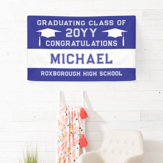 青と白の学色卒業 横断幕 (インサイチュ)