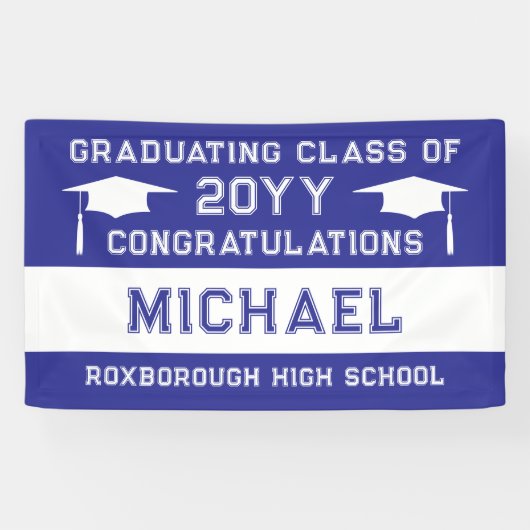 青と白の学色卒業 横断幕 (横)
