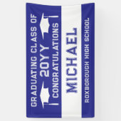 青と白の学色卒業 横断幕 (縦)