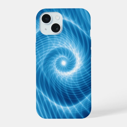 青と白の宇宙スパイラル星雲 iPhone 15ケース (裏面)