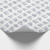 青と白の家のパタ図解入りの、写真付きのーン ラッピングペーパー (角)