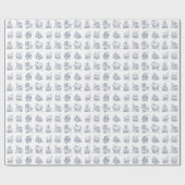 青と白の家のパタ図解入りの、写真付きのーン ラッピングペーパー (フラット)