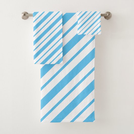 青と白の対角パタストライプのーン バスタオルセット (インサイチュ)