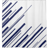 青と白の対角線 シャワーカーテン (正面)
