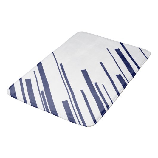 青と白の対角線 バスマット (アングル)