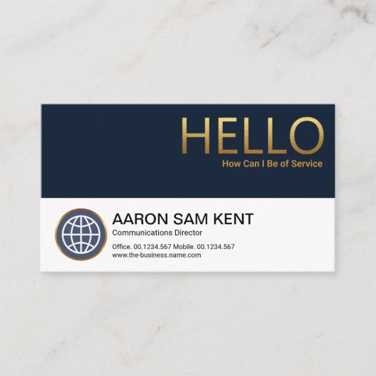 青と白の層の金ゴールドHello FounderCEO 名刺 (正面)