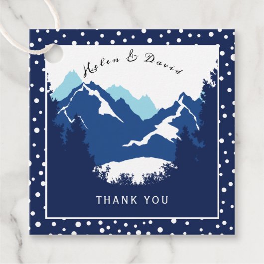 青と白の山と水玉模様結婚ズ フェイバータグ (正面)