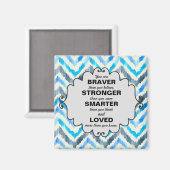 青と白の山形の勇気付けられる マグネット (正面/裏面)