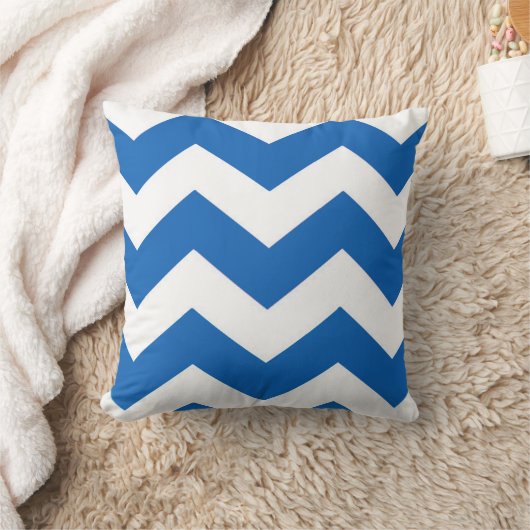 青と白の山形の枕 クッション (ブランケット)