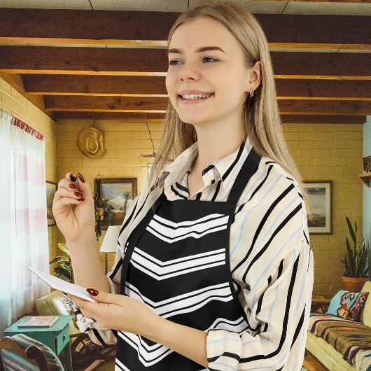 青と白の山形 エプロン