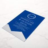 青と白の山結婚の太陽 箔招待状 (回転した状態)