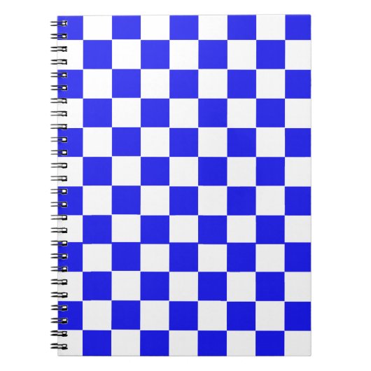 青と白の市松模様にカスタム ノートブック (正面)