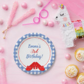 青と白の市松模様にジンガムレッドシューズOZパーティー ペーパープレート (パーティー)