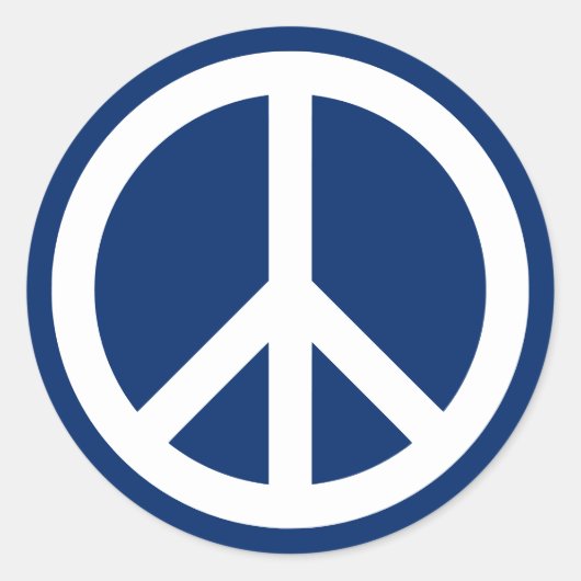 青と白の平和 ラウンドシール (正面)