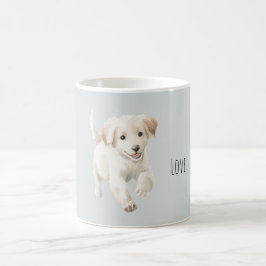 青と白の幸せな犬 コーヒーマグカップ