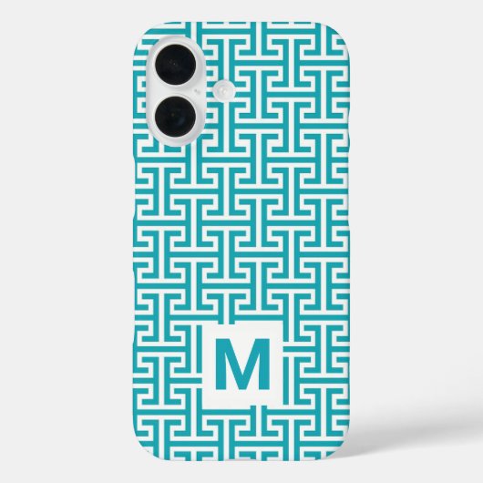 青と白の幾何学模様モノグラム Case-Mate iPhoneケース (裏面)