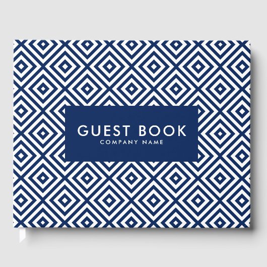 青と白の幾何学的パターン ゲストブック (正面)