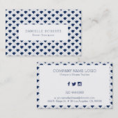 青と白の幾何学的パタ日本のーン 名刺 (正面/裏面)