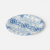 青と白の幾何学的フローラChinoiserie ペーパープレート (アングル)