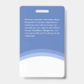 青と白の従業員写真付きIDカード　企業ロゴ　モダン バッジ (裏面)