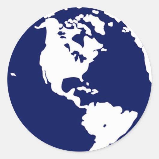 青と白の惑星アースのシール ラウンドシール (正面)