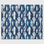 青と白の愛国的なステンドグラス7月4日 ラッピングペーパー (フラット)