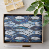 青と白の愛国的なステンドグラス7月4日 薄葉紙 (ギフト)