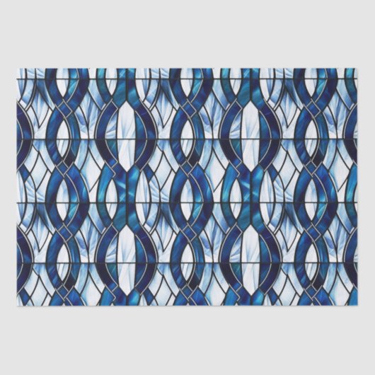 青と白の愛国的なステンドグラス7月4日 薄葉紙 (正面)