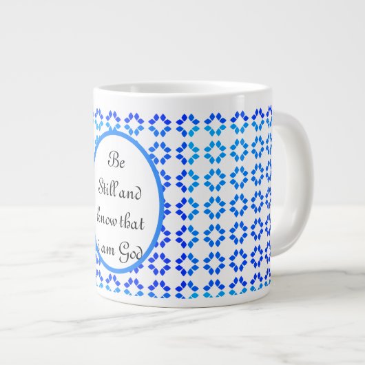 青と白の感動的引用文マグ ジャンボコーヒーマグカップ (正面右)