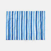 青と白の手の色彩の鮮やかストライプ フリースブランケット (正面(横))