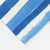 青と白の手の色彩の鮮やかストライプ フリースブランケット (角)