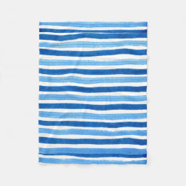 青と白の手の色彩の鮮やかストライプ フリースブランケット