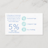 青と白の手作りの風呂爆弾ソーク石鹸 名刺 (裏面)