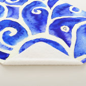 青と白の抽象芸術カーリーデザインパターン シェルパブランケット (3/4)