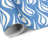 青と白の抽象芸術キャンドル炎 ラッピングペーパー (ロールコーナー)