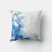 青と白の抽象芸術フローラデザイン クッション (裏面)