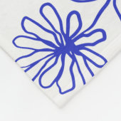 青と白の抽象芸術フローラボタニカルインクアートP フリースブランケット (角)