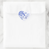 青と白の抽象芸術フローラ封筒用シール ハートシール (バッグ)