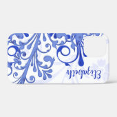 青と白の抽象芸術フローラ Case-Mate iPhoneケース (裏面 (横))