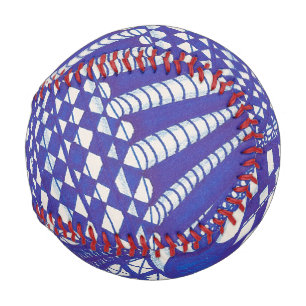 青と白の抽象芸術ラインアートベースボール 野球ボール