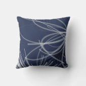 青と白の抽象芸術リボンデザイン クッション (裏面)