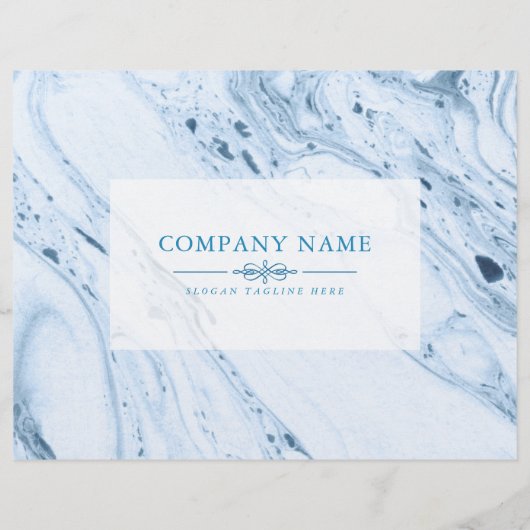 青と白の抽象芸術大理石に似た背景 チラシ (裏面)