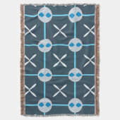 青と白の抽象芸術幾何学的パターン スローブランケット (正面縦)