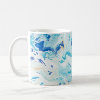 青と白の抽象芸術絵画3 コーヒーマグカップ