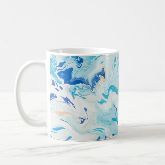 青と白の抽象芸術絵画3 コーヒーマグカップ (左)