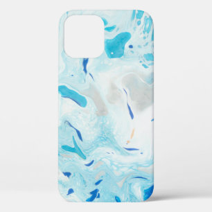 青と白の抽象芸術絵画3 iPhone 12ケース